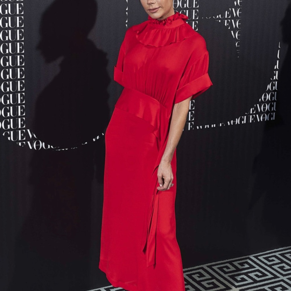 Victoria Beckham red silk crepe de chine dress 4